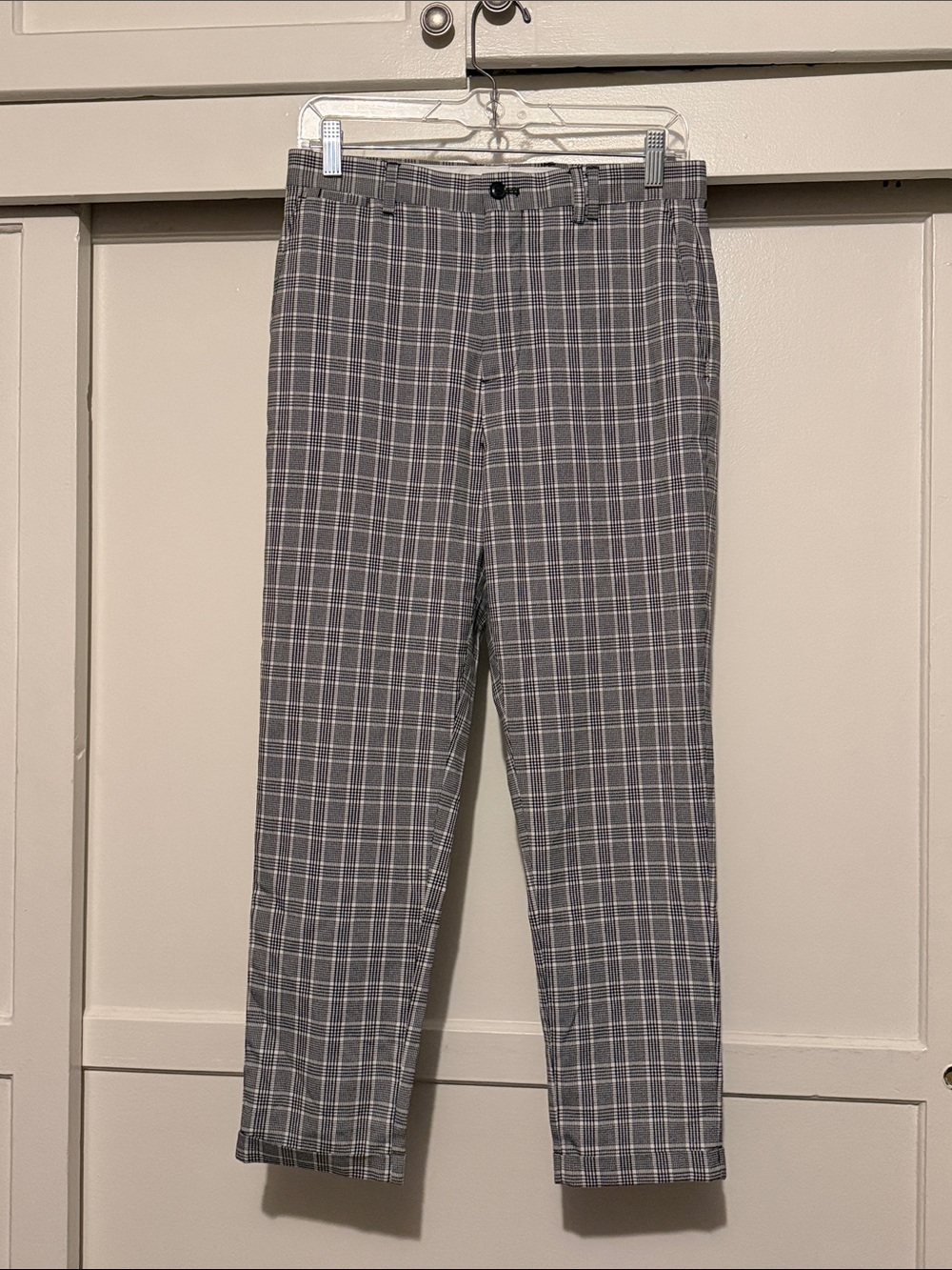 Zara Gray Windowpane Plaid Men’s Dress Pants